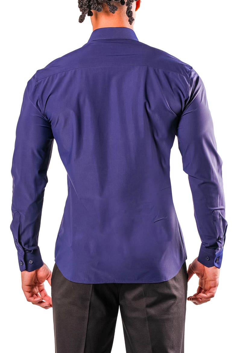 Fibonacci Stretcheuronavy Blue Cotton Blend Button-Up Shirt, Alternate, color, BLUE