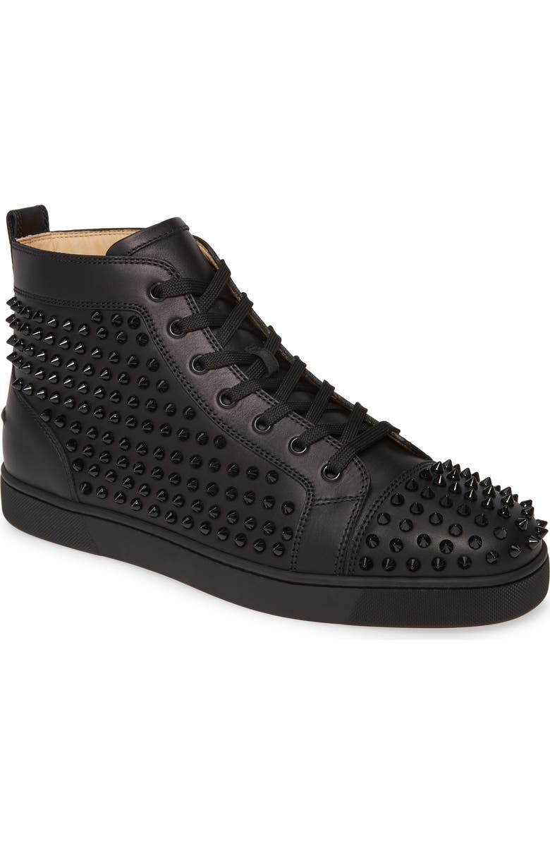 Christian Louboutin Louis Allover Spikes High Top Sneaker, Main, color, Black/Black