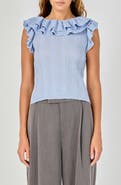 Endless Rose Ruffle Trim Pleated Knit Top