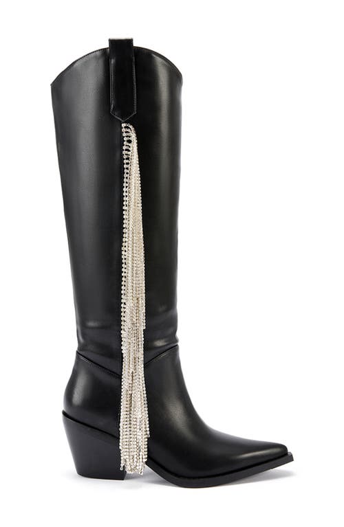 Azalea Wang Joydistrict Rhinestone Fringe Pointed Toe Boot In Black