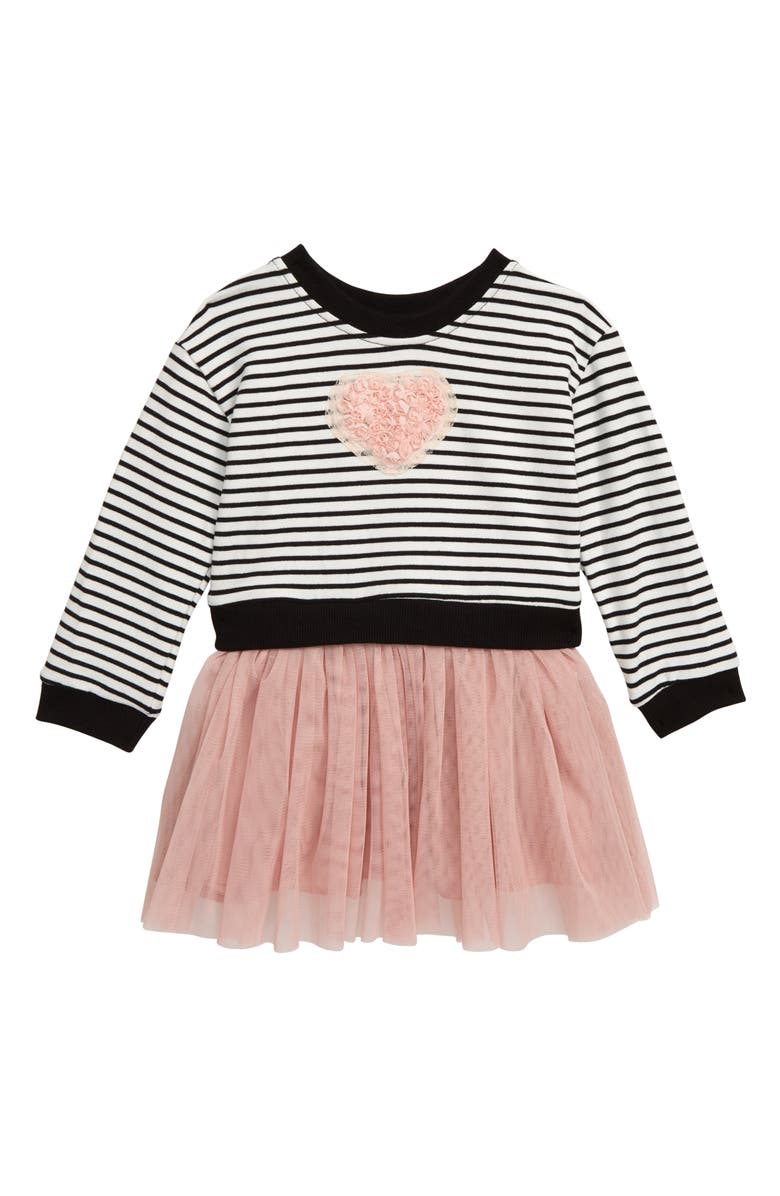 Popatu Stripe Floral Heart Appliqué Tulle Dress, Main, color, 
