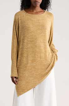 PATRIZIA LUCA Long Sleeve Asymmetrical Hem Tunic Knit Top