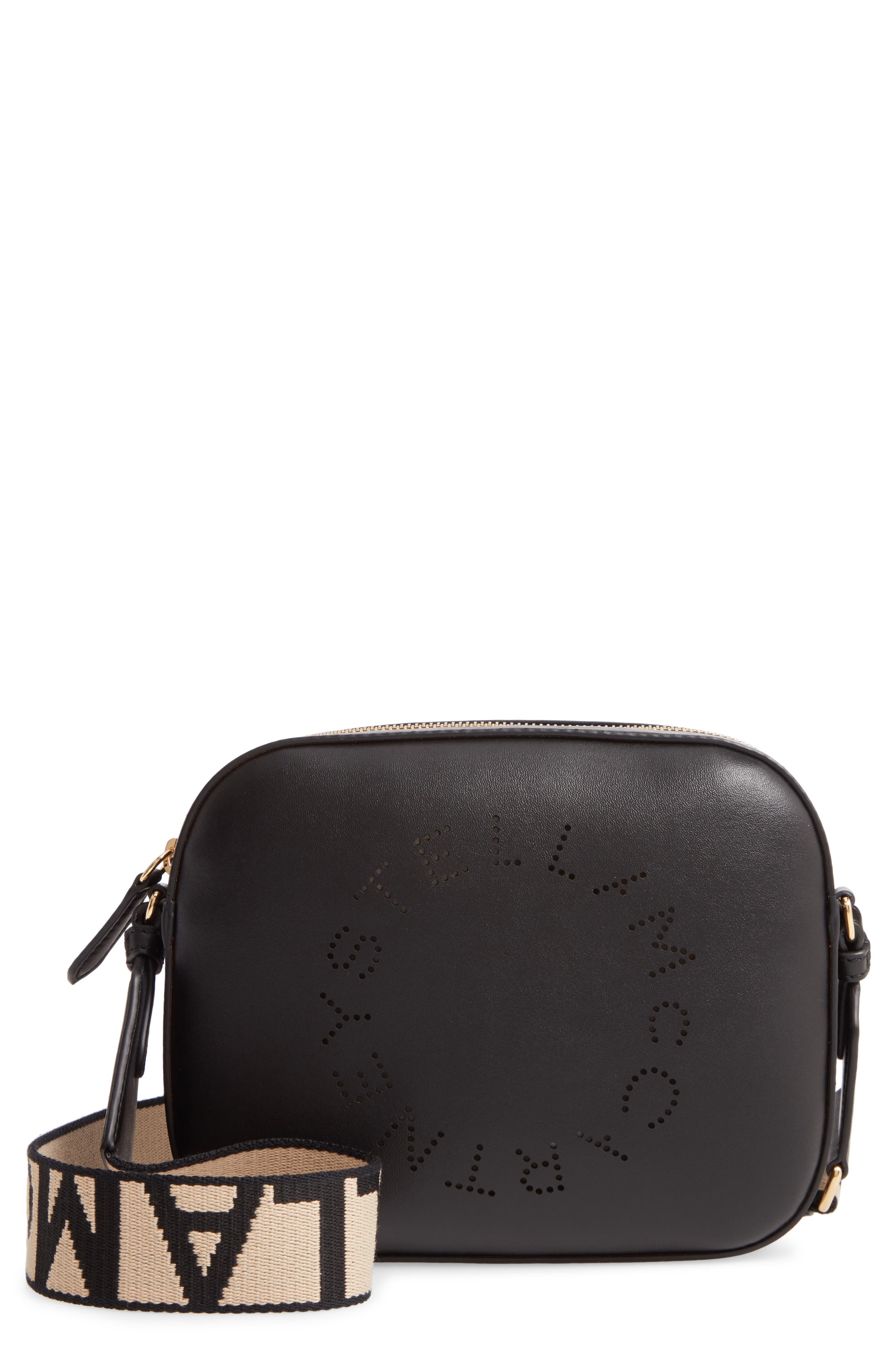 Stella McCartney Mini Perforated Logo Alter Nappa Faux Leather Camera Bag, Main, color, 