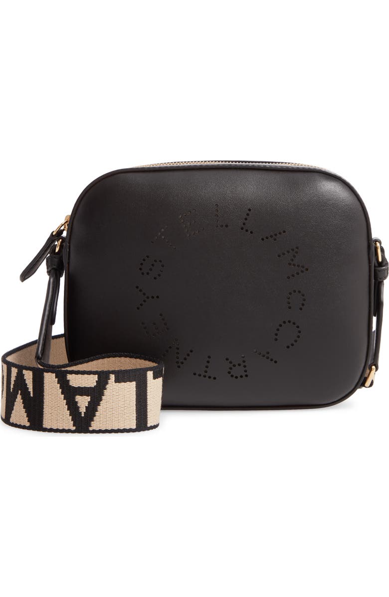 Stella McCartney Mini Perforated Logo Alter Nappa Faux Leather Camera Bag, Main, color,