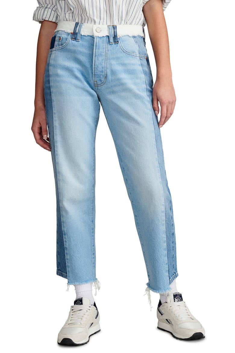High Waist '90s Loose Fit Crop Jeans, Main, color, PIECED TOGETHER