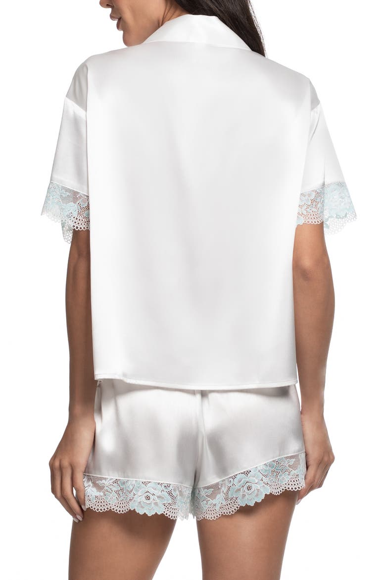 Lillie Lace Trim Satin Shorts Pajamas, Alternate, color, IVORY