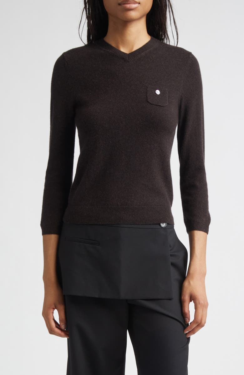 Sandy Liang Bisky Wool & Cashmere Sweater, Main, color, Brown