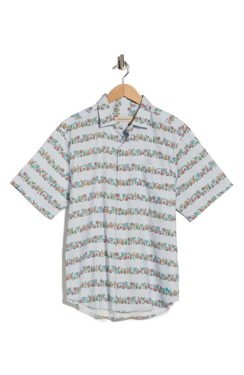 Tommy Bahama Tropical Drinks Short Sleeve Button-Up Shirt, Main, color, White