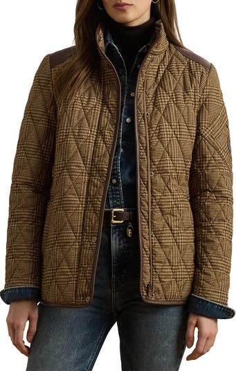 Lauren Ralph Lauren Houndstooth Quilted Barn Jacket | Nordstrom