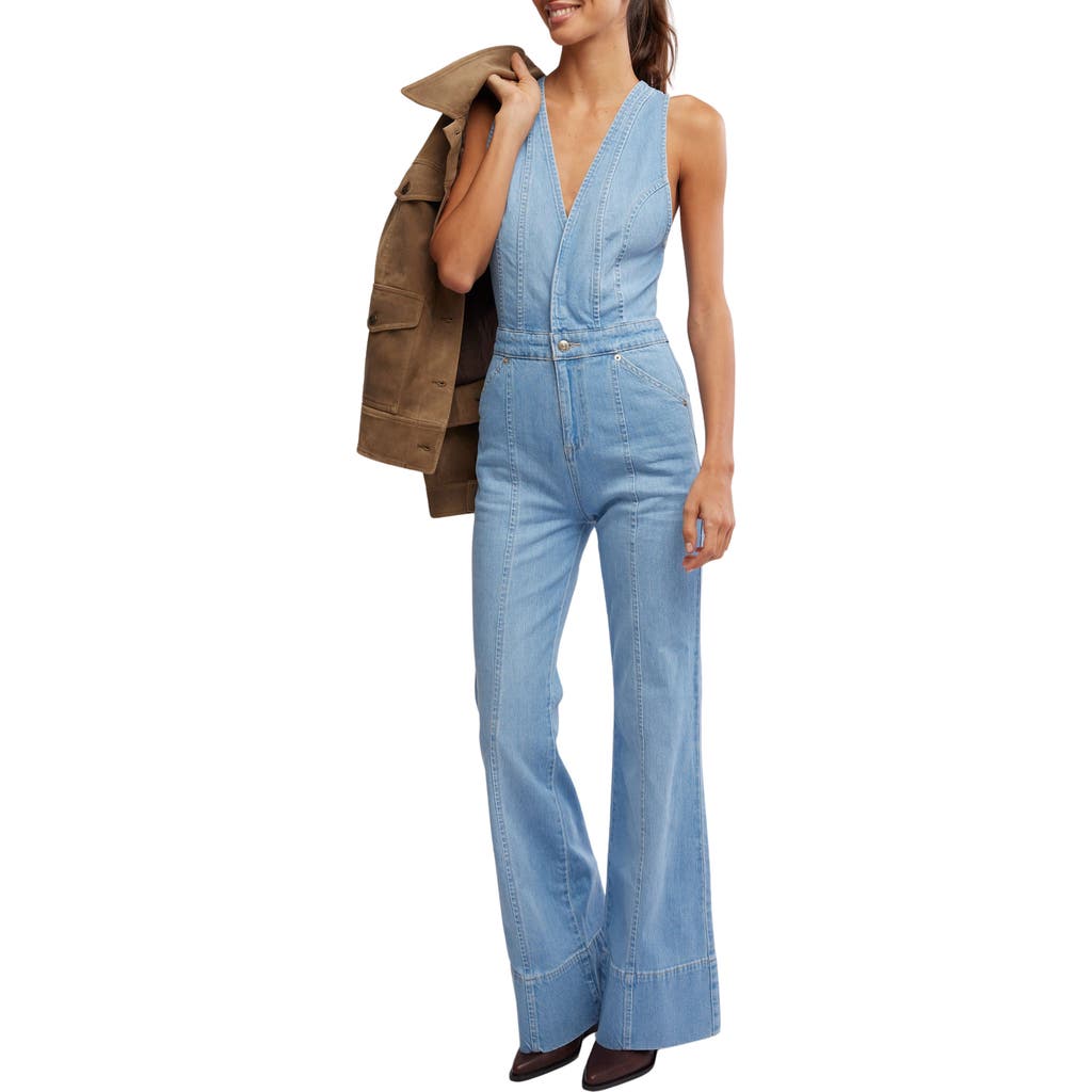 Free People Stratus Cutout Denim Jumpsuit