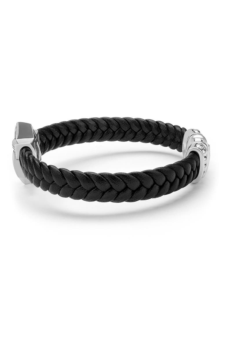 Men's Anthem Star of David Leather Bracelet, Alternate, color, SILVER