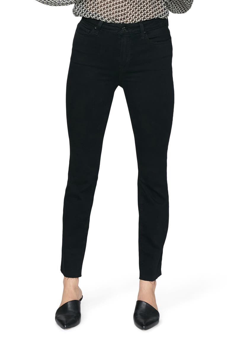 Cindy Raw Hem Straight Leg Jeans, Main, color, BLACK SHADOW
