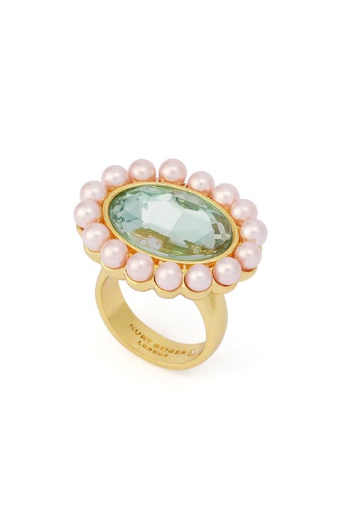 Faux Pearl & Crystal Cocktail Ring