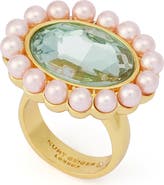 Kurt Geiger London Faux Pearl & Crystal Cocktail Ring