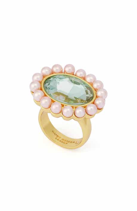 Faux Pearl & Crystal Cocktail Ring