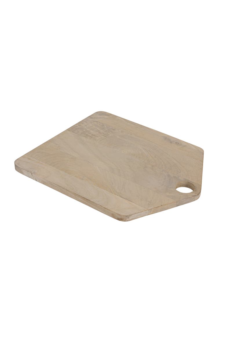 Mango Wood Cheese/Cutting Board with Handle, Whitewashed, Main, color, White