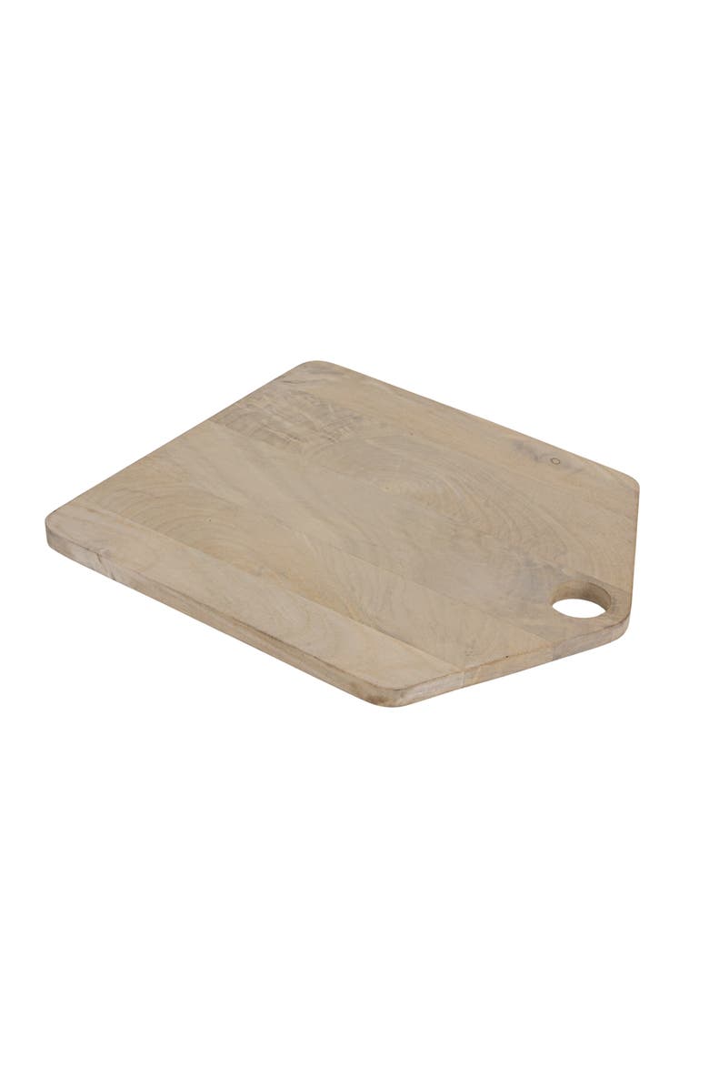 Storied Home Mango Wood Cheese/Cutting Board with Handle, Whitewashed, Main, color, White