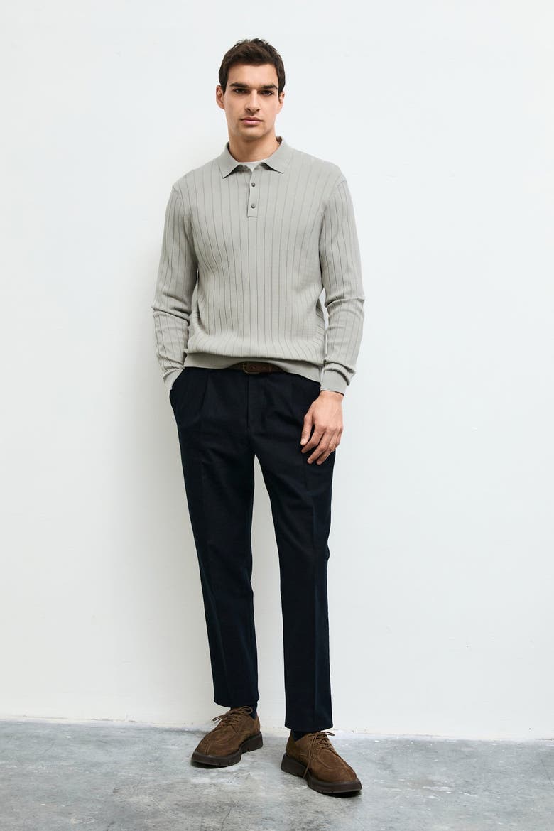 Men's Long Sleeve Polo Sweater, Alternate, color, Beige