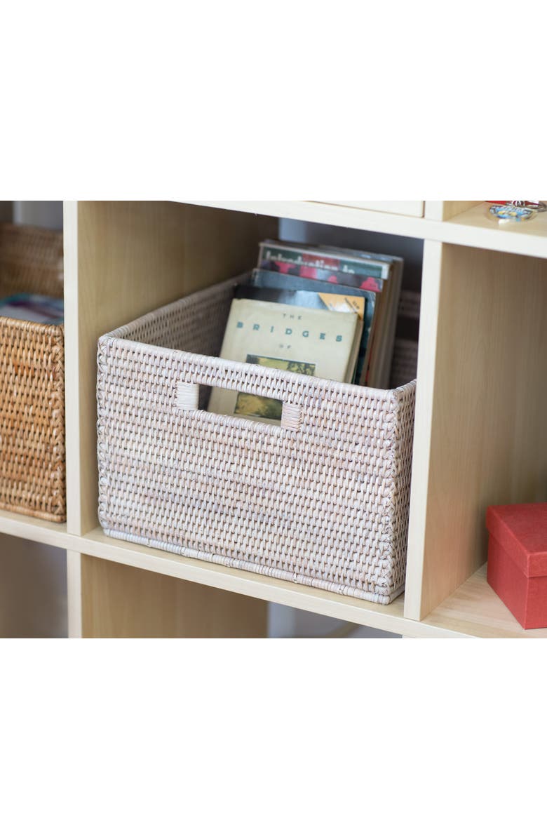 Artifacts Trading Company<sup>™</sup> Artifacts Rattan Square Storage Basket With Handles, Alternate, color, White Wash