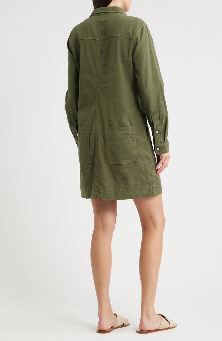Frank & Eileen Ireland Long Sleeve Stretch Cotton & Linen Shirtdress, Alternate, color, Hunter Green