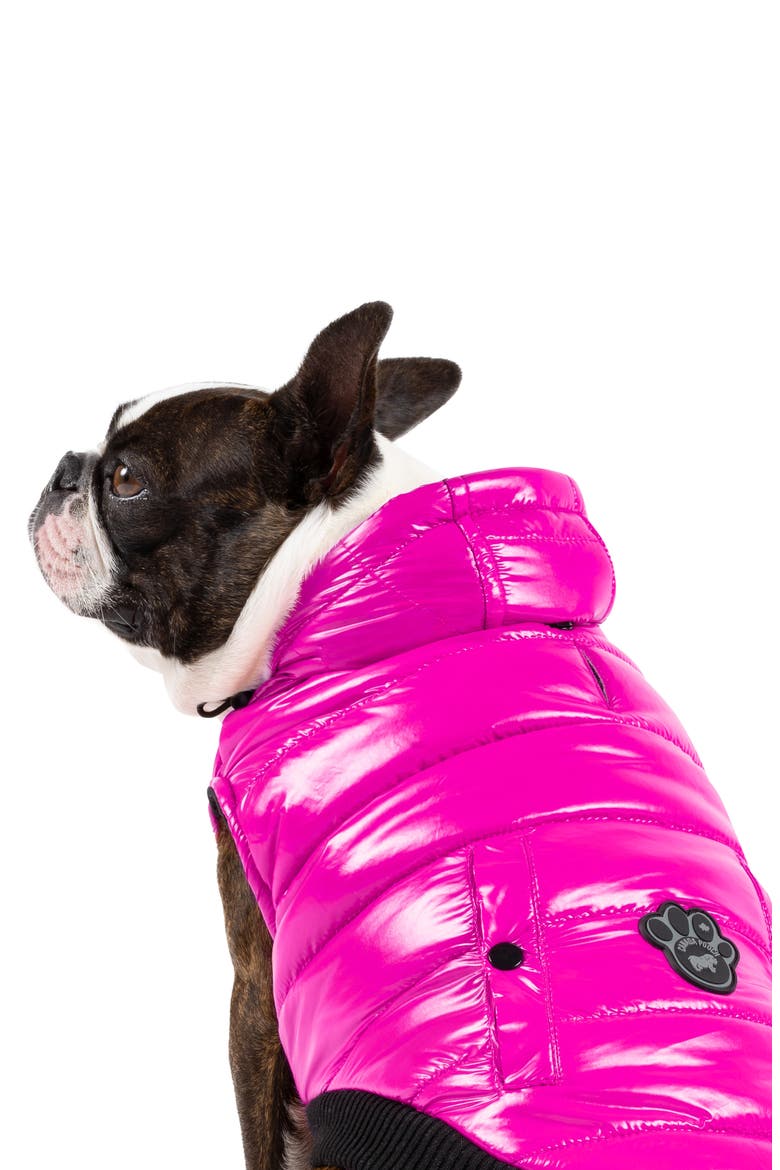 Shiny Puffer Vest, Alternate, color, PINK