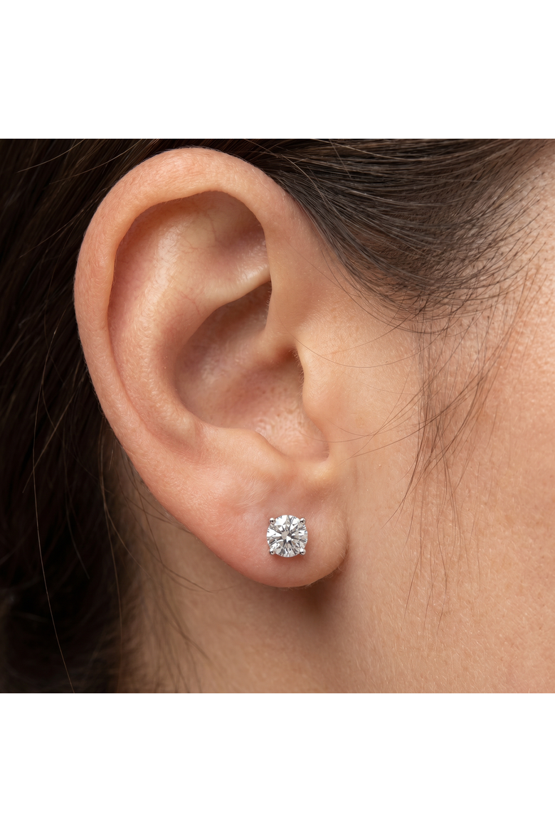 Certified 1 Ct TW Diamond Studs 14K Gold Screw Back Earrings, Alternate, color, 14k White Gold