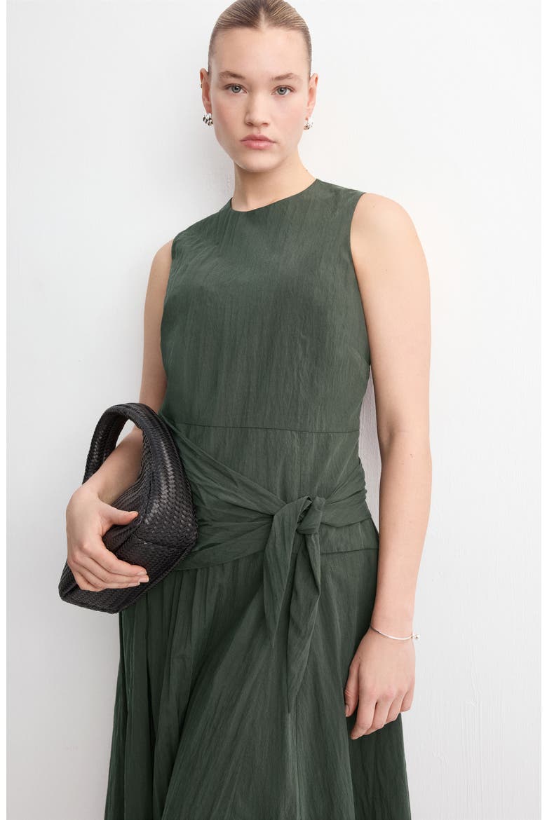 Sleeveless Sash Tie Dress, Alternate, color, KHAKI GREEN