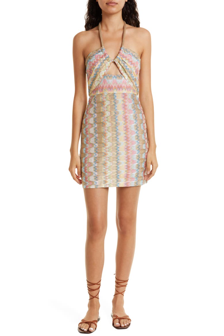 Everest Cutout Halter Dress, Main, color, MULTI
