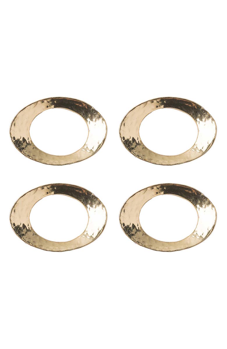 Juliska Puro Set of 4 Hammered Napkin Rings, Main, color, Gold