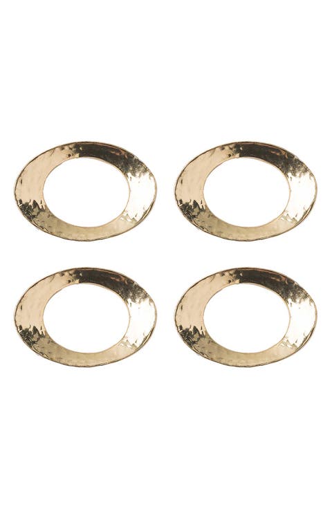 Puro Set of 4 Hammered Napkin Rings