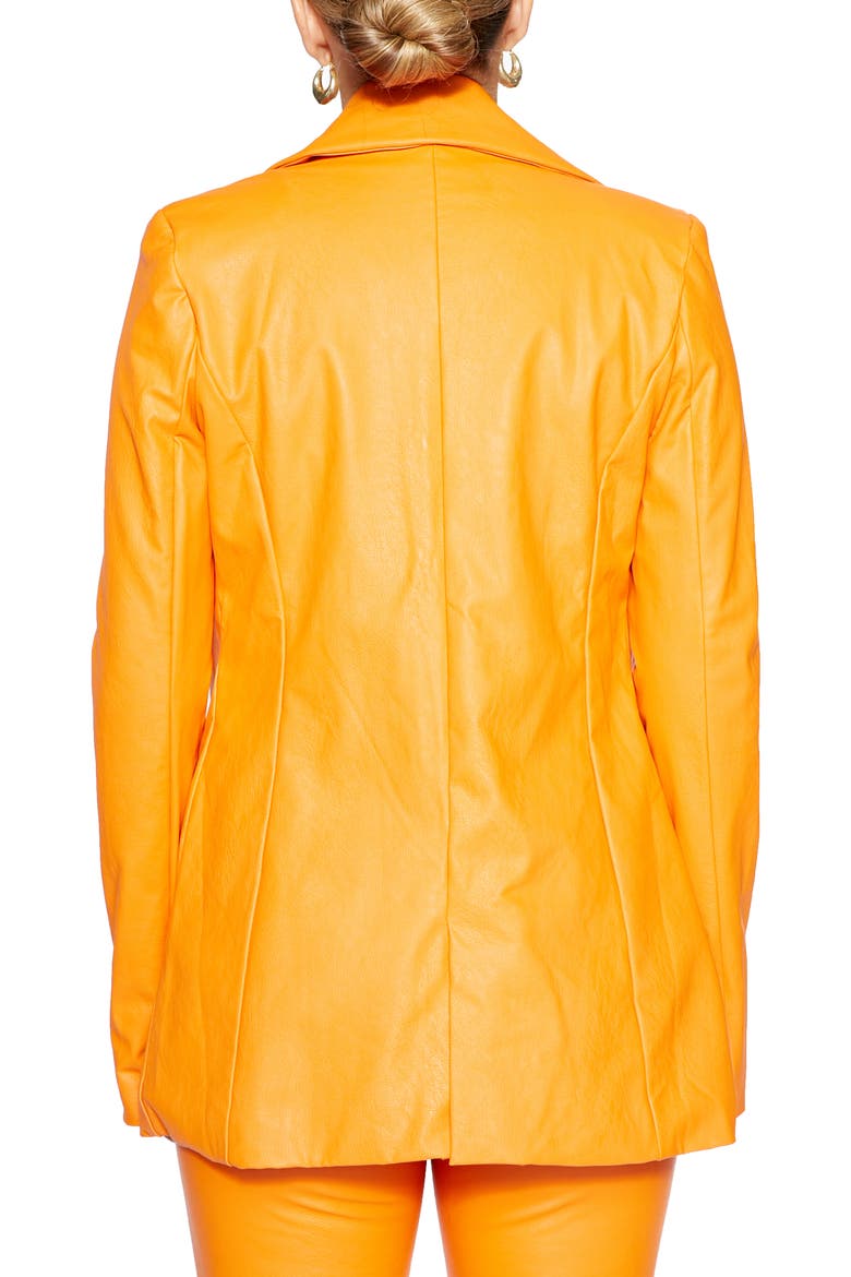 Faux Leather Blazer, Alternate, color, ORANGE