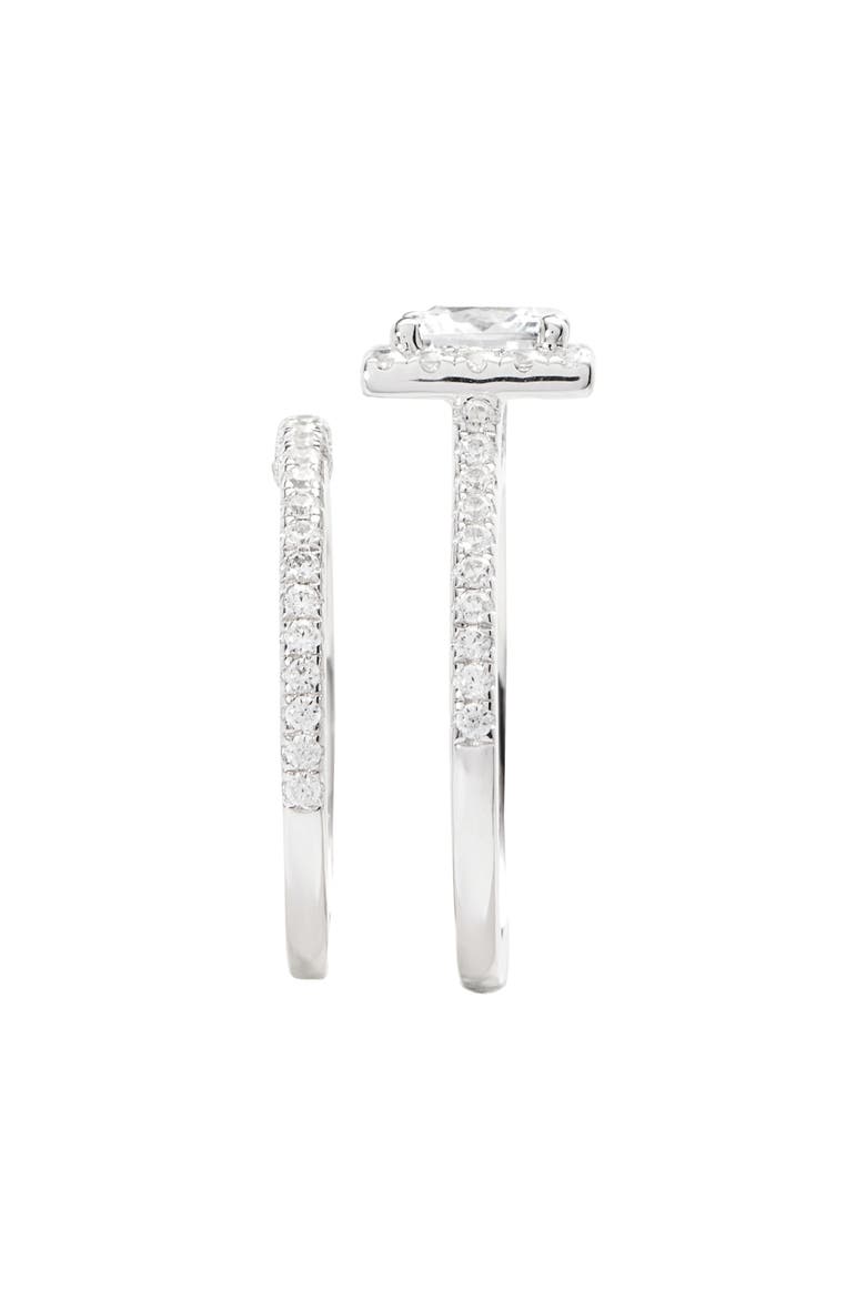 Joined at the Heart Cushion Cut Halo Wedding Ring Set, Alternate, color, SILVER/ CLEAR