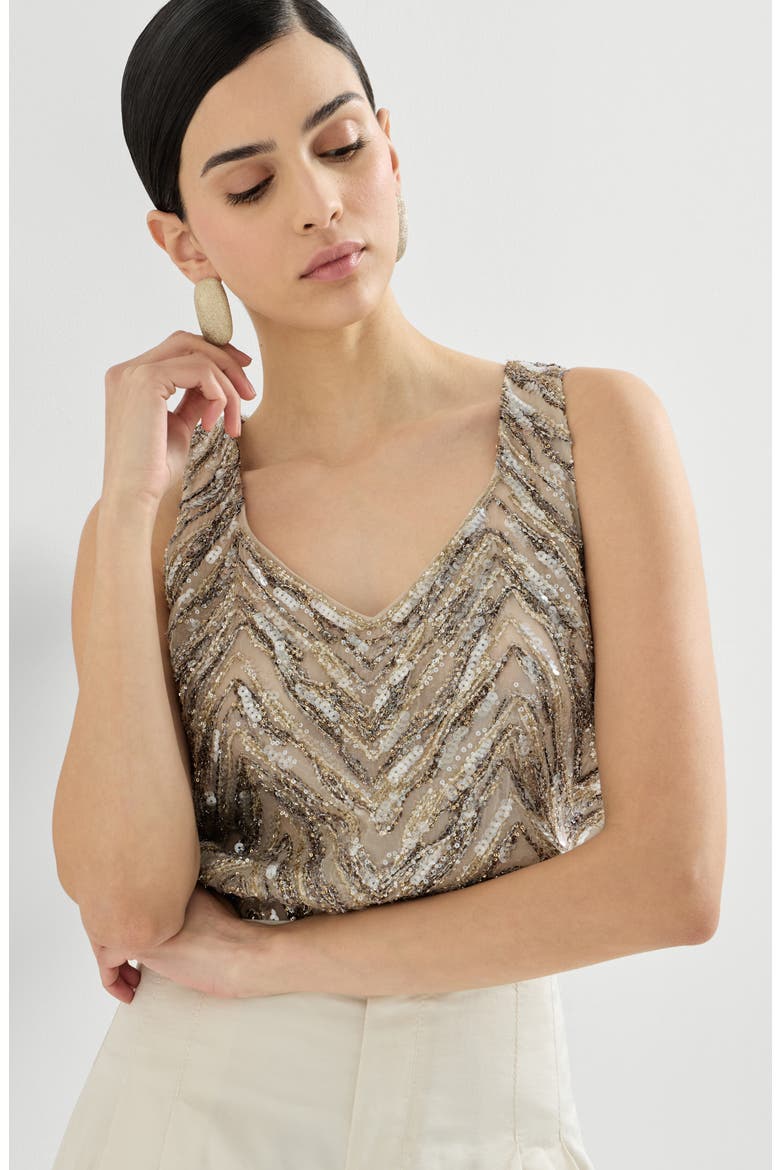 Crispy silk top, Alternate, color, Beige