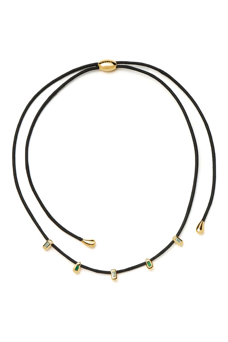 Molten Stone Baguette Slide Necklace, Alternate, color, GOLD