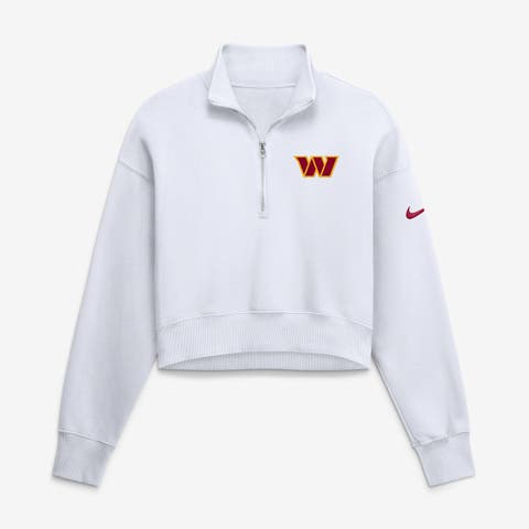 Women's Nike White Washington Commanders Oversized Phoenix Fleece Cropped Quarter-Zip Sweatshirt