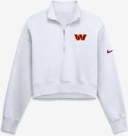Nike Women's Nike White Washington Commanders Oversized Phoenix Fleece Cropped Quarter-Zip Sweatshirt