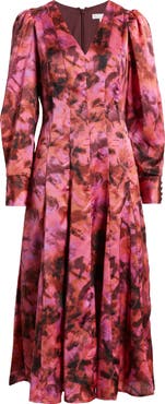 Chelsea28 Long Sleeve Satin Midi Dress