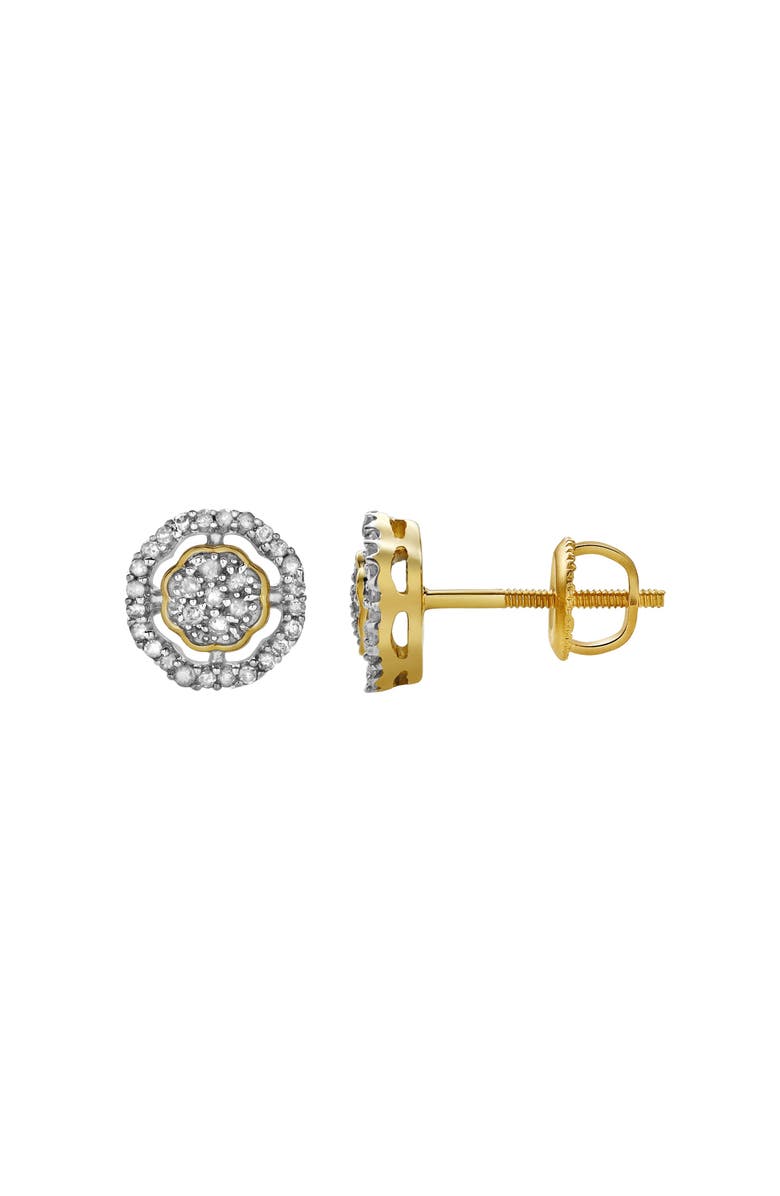 LuvMyJewelry Starlens L 10K Yellow Gold Cluster Diamond Unisex Earrings - 0.26 Cts, Alternate, color, 