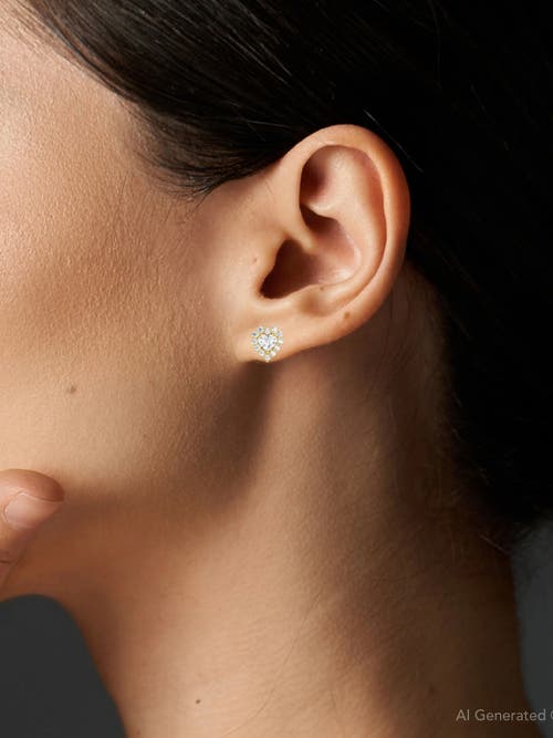 Bliss Diamond 1.30ct Heart Shape Diamond Halo Studs Or Gold Lab Grown In Gold