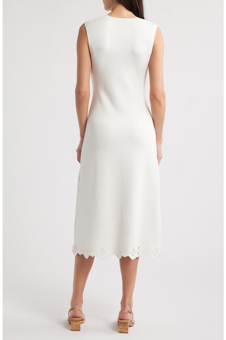 Eyelet Trim Sleeveless Knit Midi Dress, Alternate, color, WHITE