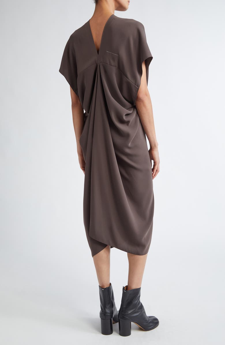 MM6 Maison Margiela Draped Midi Dress, Alternate, color, Brown