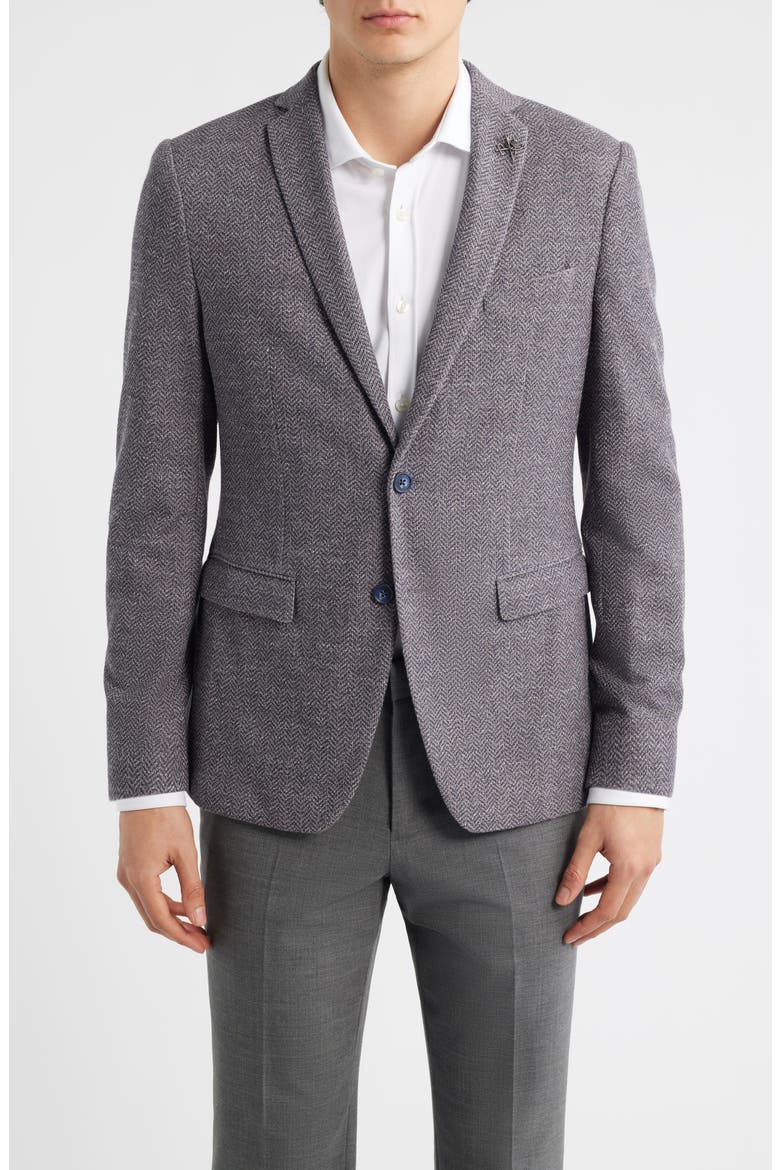 Varick Slim Fit Knit Herringbone Sport Coat, Main, color, NAVY/ BURGUNDY