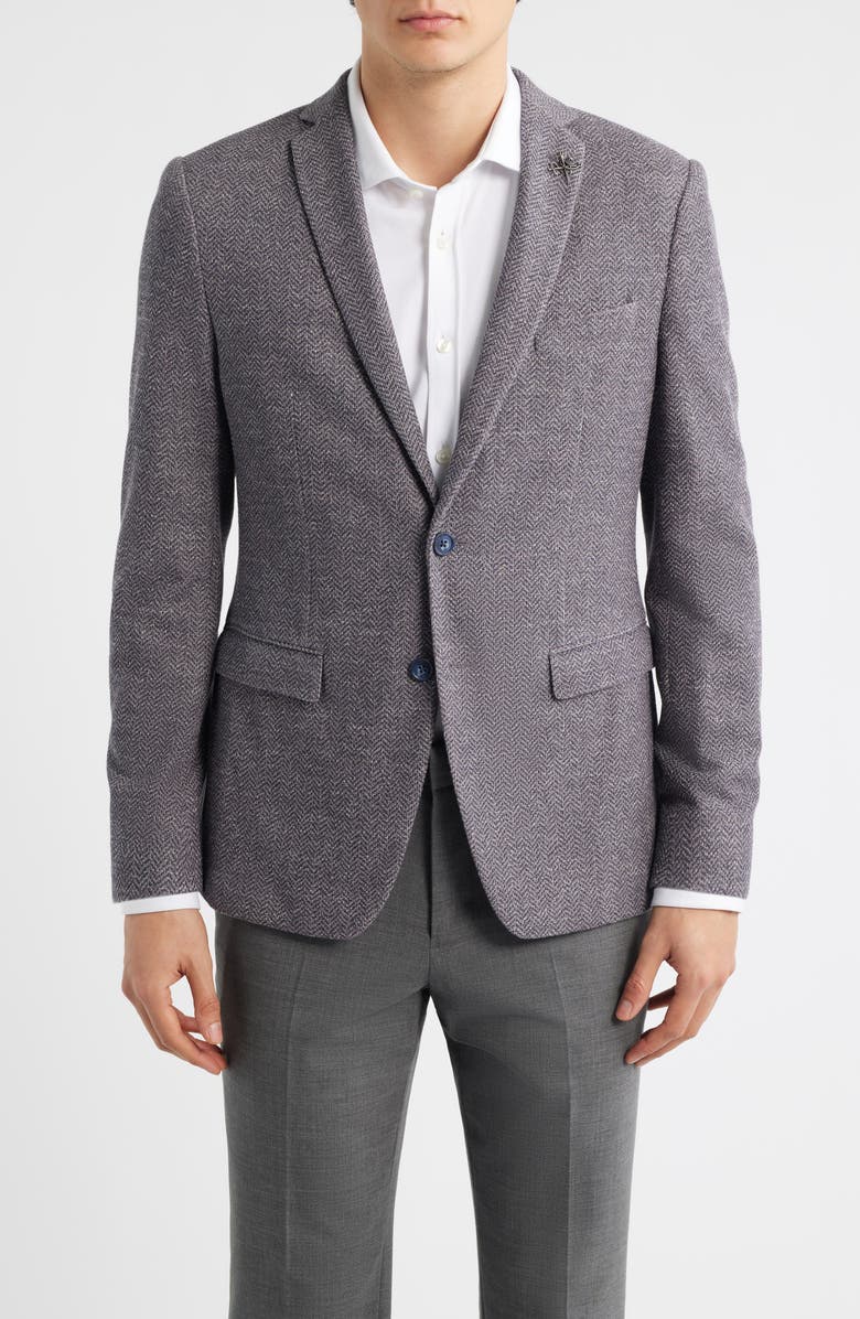 John Varvatos Star USA Varick Slim Fit Knit Herringbone Sport Coat, Main, color, Navy/ Burgundy