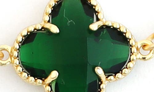 Panacea Crystal Clover Slider Bracelet In Gold