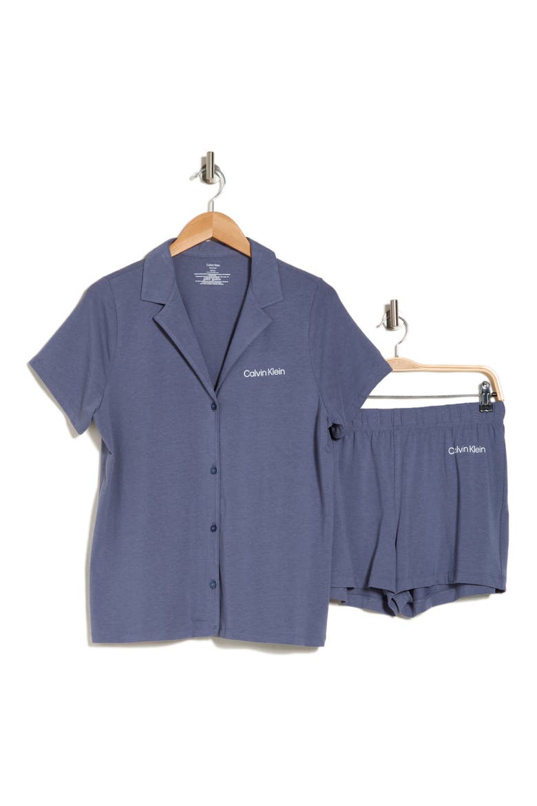Short Pajamas, Alternate, color, SCORCHED DENIM