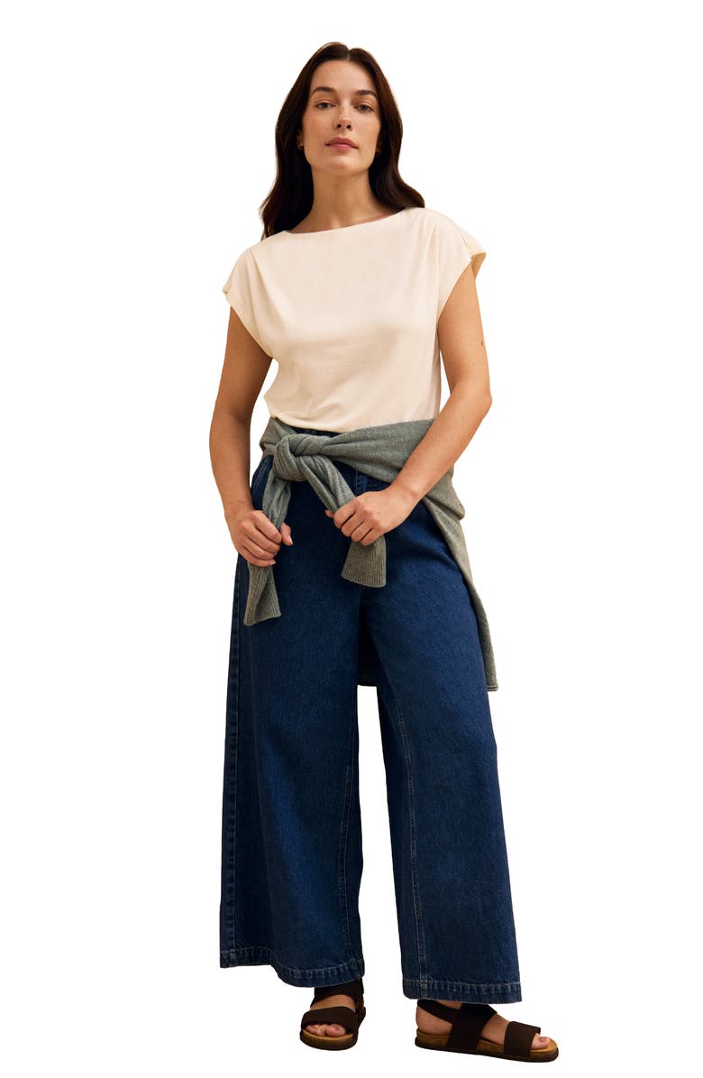 Celtic & Co. Slash Neck Cap Sleeve T-Shirt, Alternate, color, Chalk