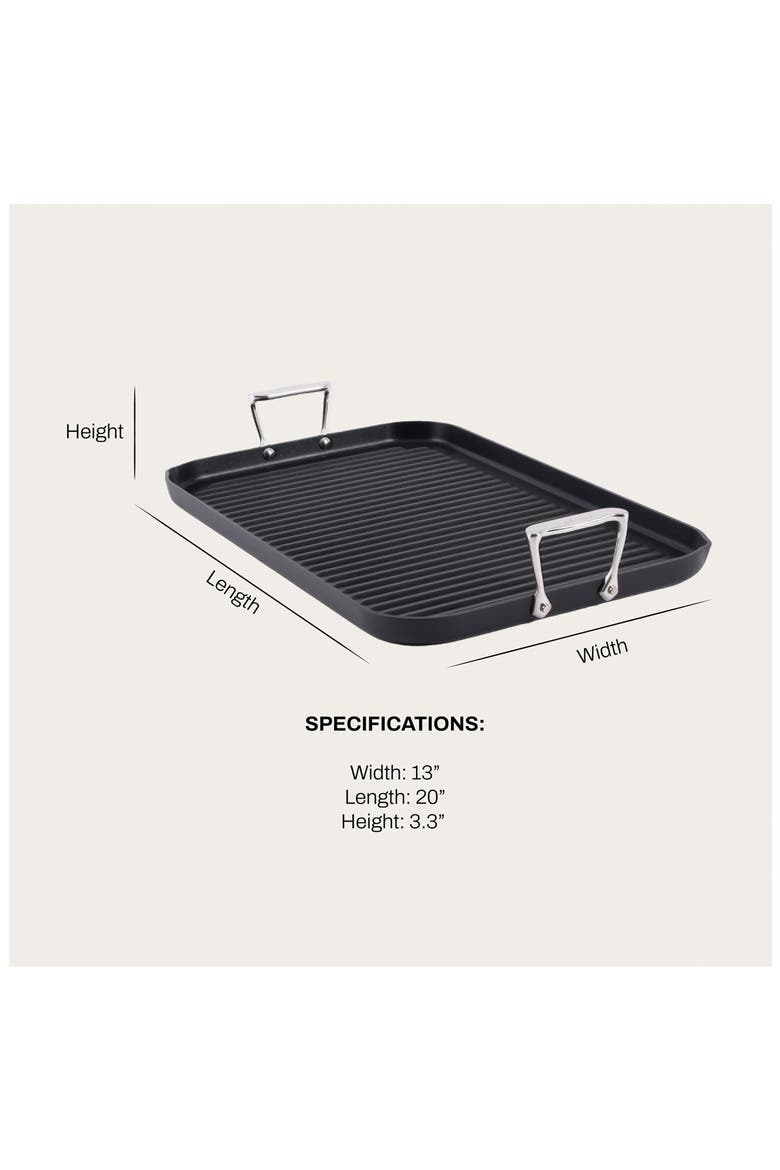 HA1 Expert Hard Anodized Nonstick Double-Burner Grill Pan, Alternate, color, BLACK