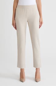 Ming Wang Stretch Deco Crepe Straight-Leg Pants