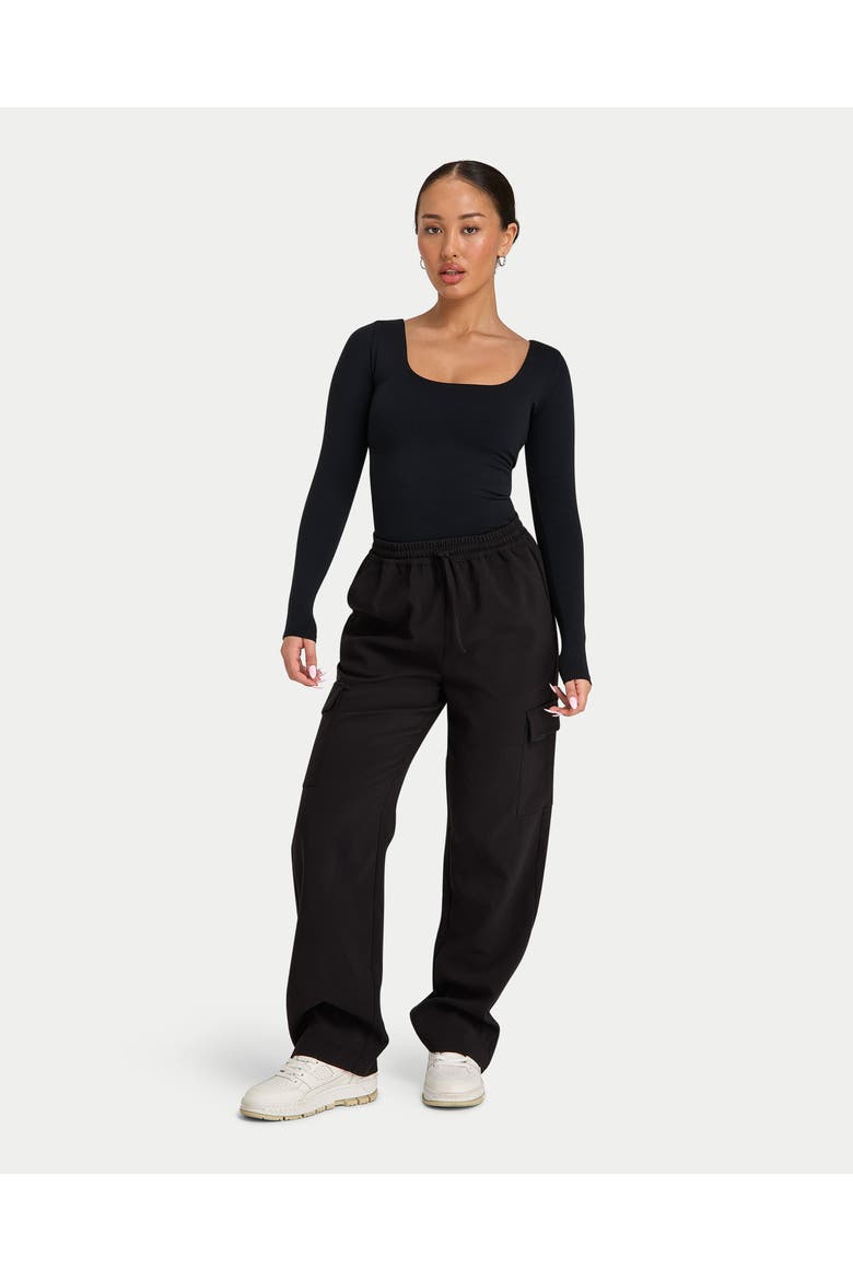 Dual Wear Long Sleeve Scoop Neck Top, Main, color, Black
