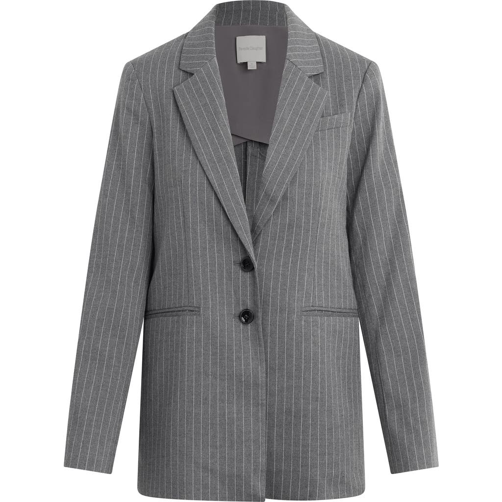 Favorite Daughter The Alexis Pinstripe Longline Blazer In Gray